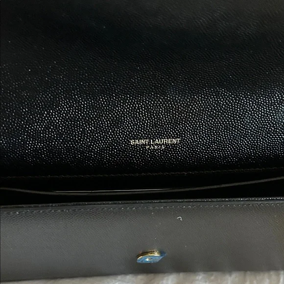 Saint Laurent Black Clutch with Gold Logo - Picture 7 of 9